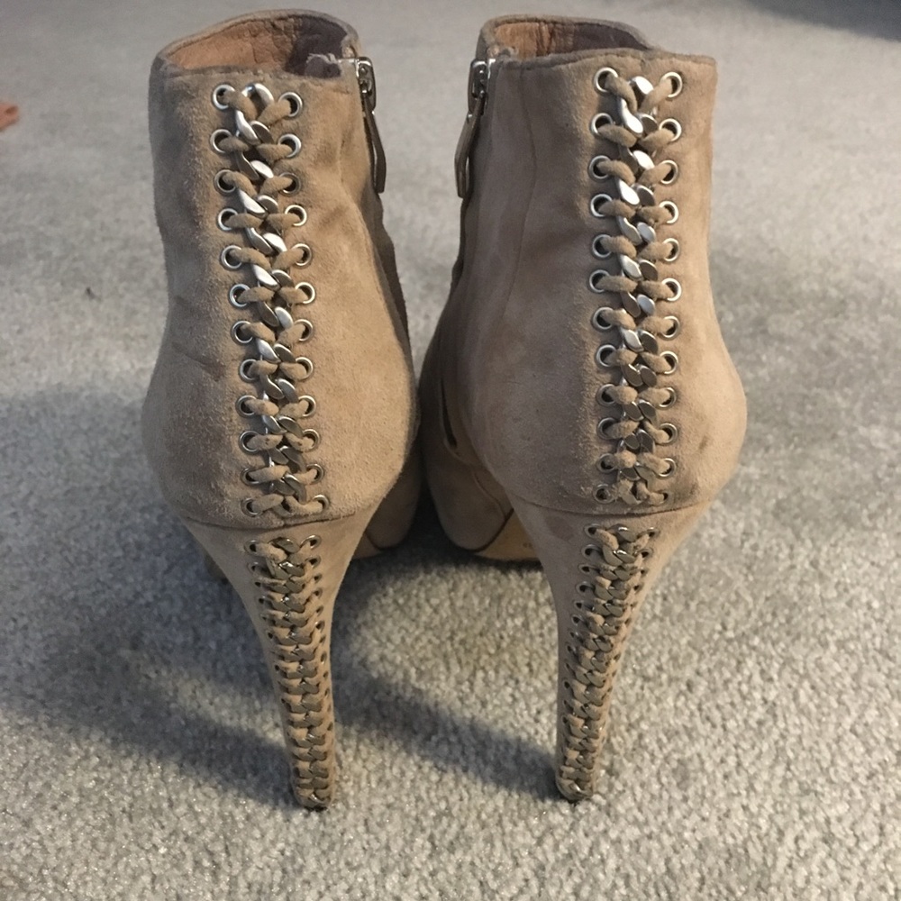 Vince Camuto taupe suede heel booties